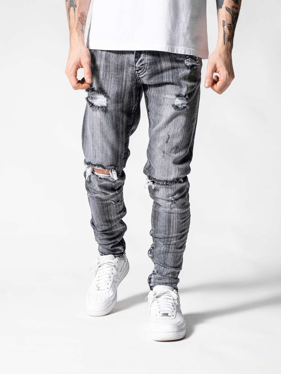 Distressed Grey Jeans – Monocloth