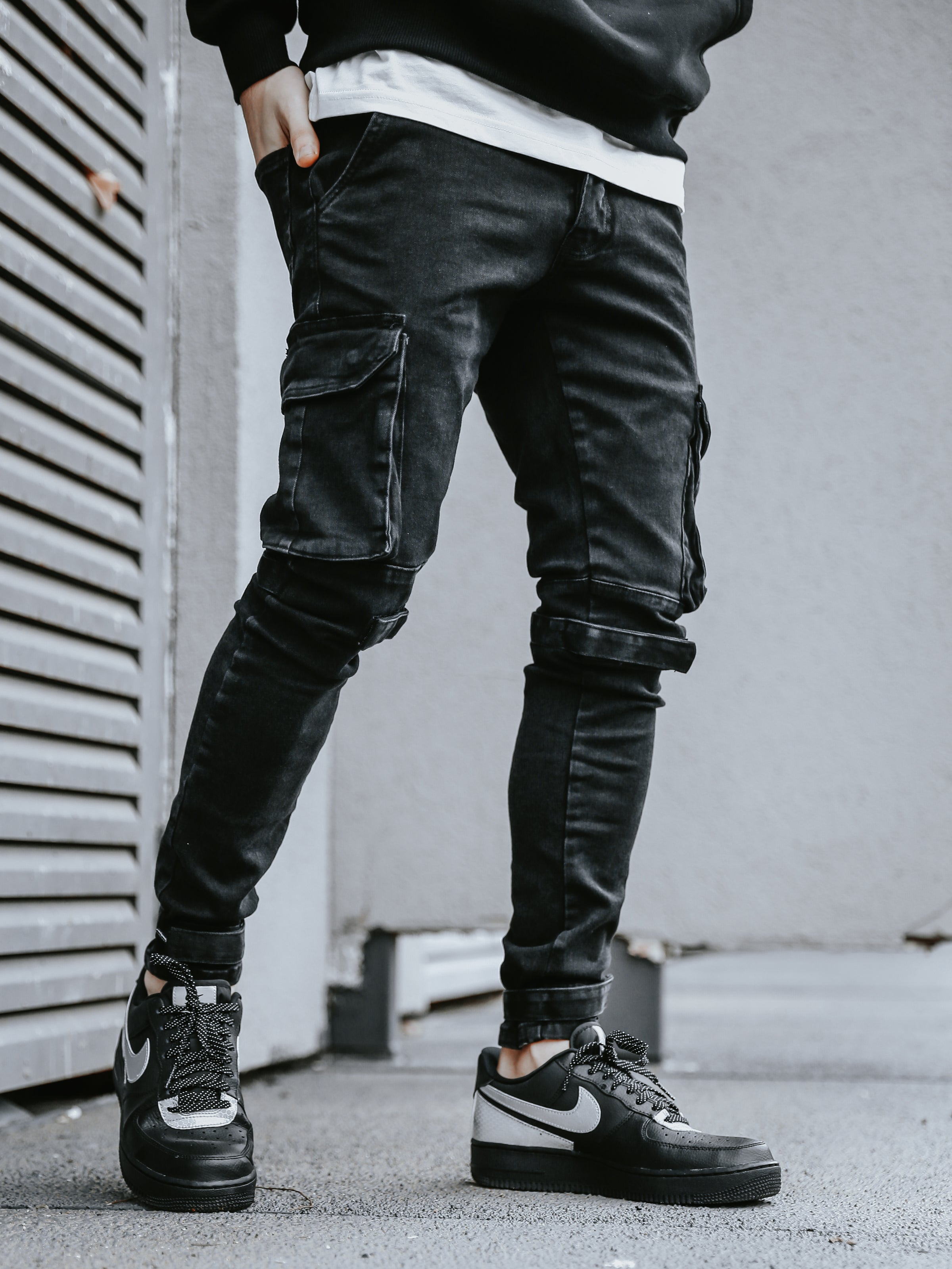 Men's Casual Sports Pocket Slim Fit Cargo Pants Straight Skinny Denim  Trousers | eBay