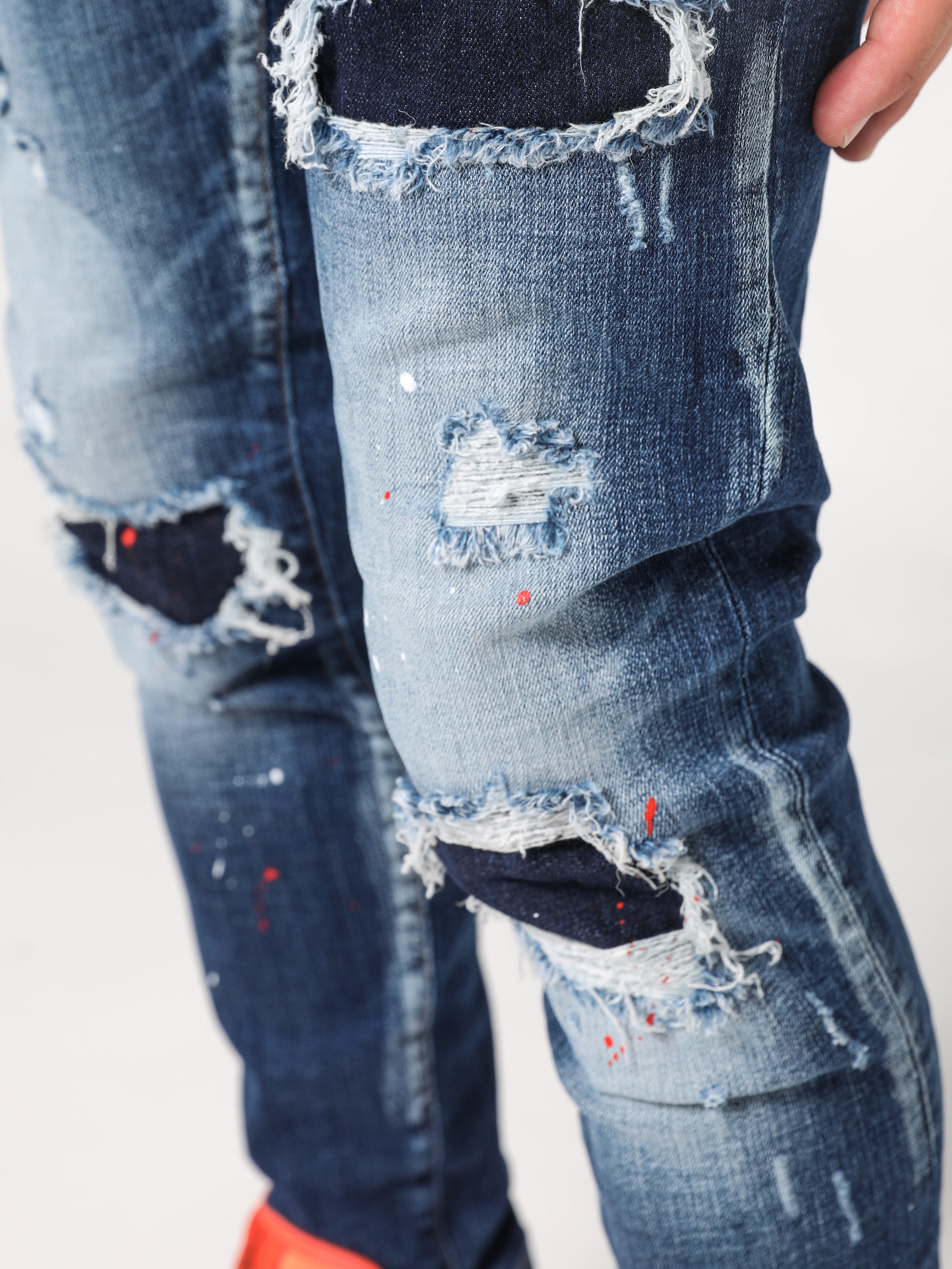 ウェルダン BLUE WASHED PATCH WORK JEANS M 青-